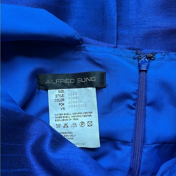 Alfred Sung Dress Womens 6 Royal Blue Sleeveless Bow Back Cocktail Party - Picture 6 of 13